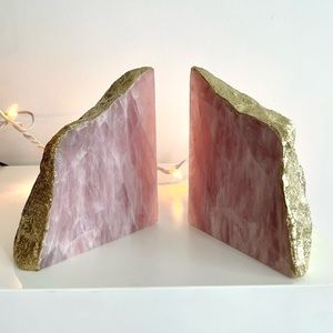 Rose Quartz Bookends (Real genuine crystal)